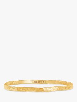 Dower & Hall 18ct Gold Plated Sterling Silver Hammered Bangle, Gold, Gold Gold