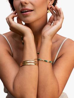 Dower & Hall 18ct Gold Plated Sterling Silver Hammered Bangle, Gold - view 2, Gold Gold