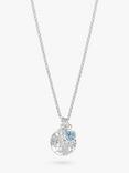 Dower & Hall Aquamarine Disc Pendant Necklace, Silver