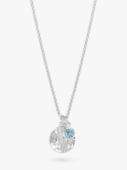 Dower & Hall Aquamarine Disc Pendant Necklace, Silver, Silver Silver