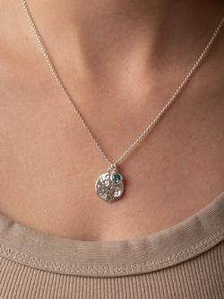 Dower & Hall Aquamarine Disc Pendant Necklace, Silver - view 2, Silver Silver