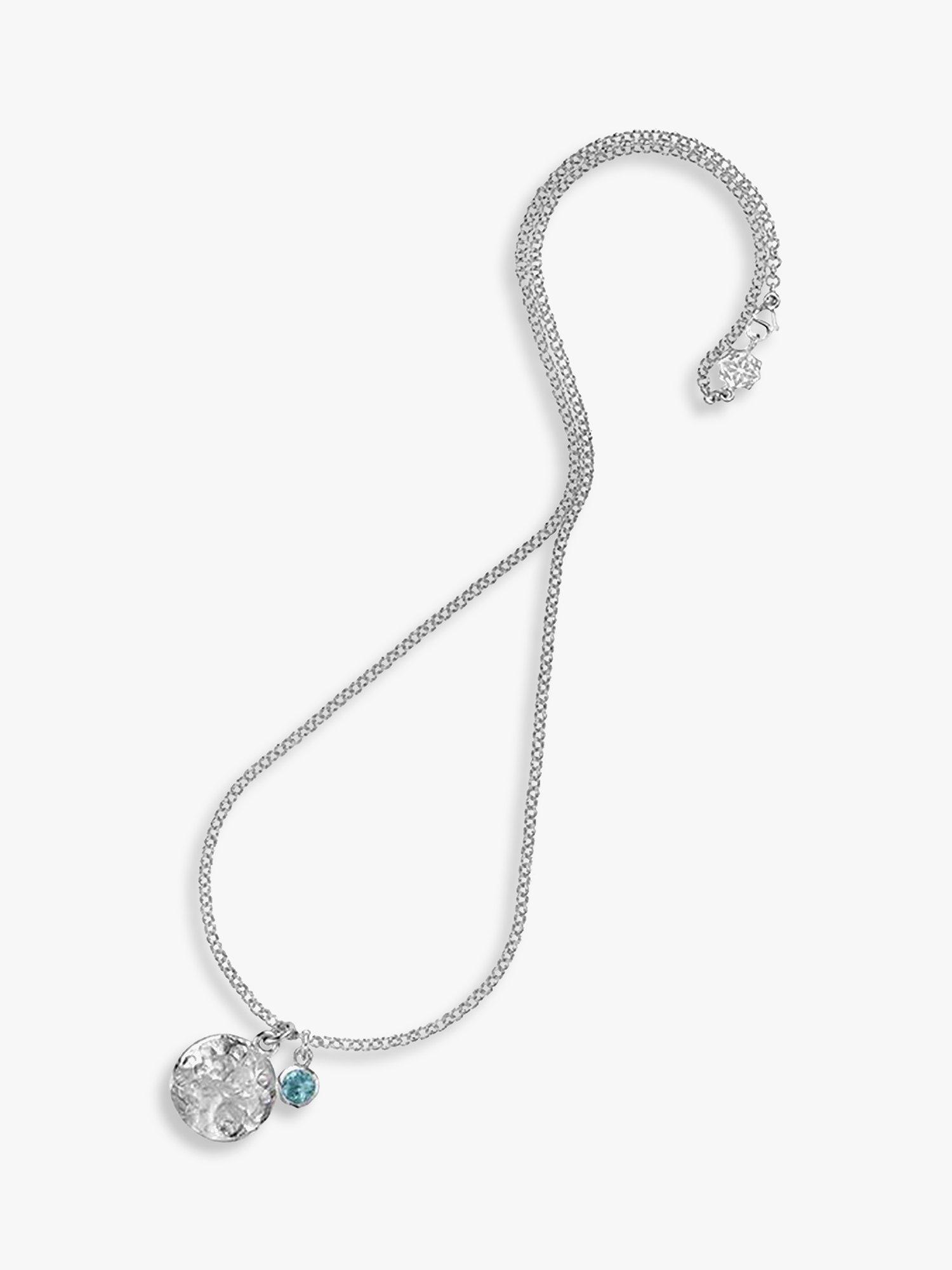 Product image 4 of 4, which shows Dower & Hall Aquamarine Disc Pendant Necklace, Silver