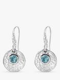 Dower & Hall Aquamarine Disc Drop Earrings, Silver