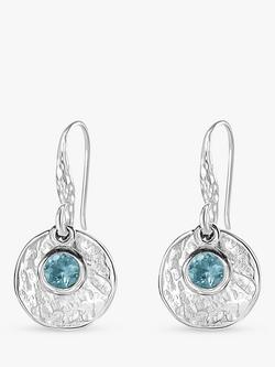 Dower & Hall Aquamarine Disc Drop Earrings, Silver, Silver Silver