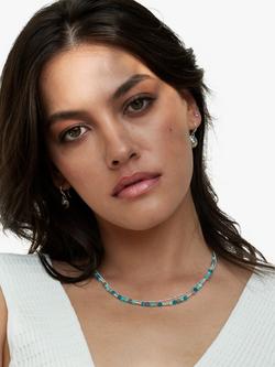 Dower & Hall Aquamarine Disc Drop Earrings, Silver - view 2, Silver Silver