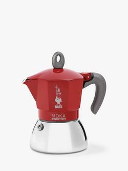 Bialetti 4 Cup Moka Induction Hob Espresso Coffee Maker, 180ml, Red, Red