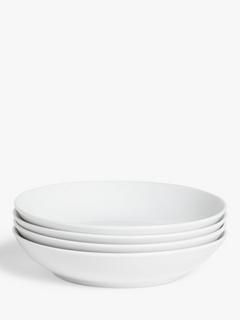 John Lewis Eat Pasta Bowls, Set of 4, 20.5cm, White