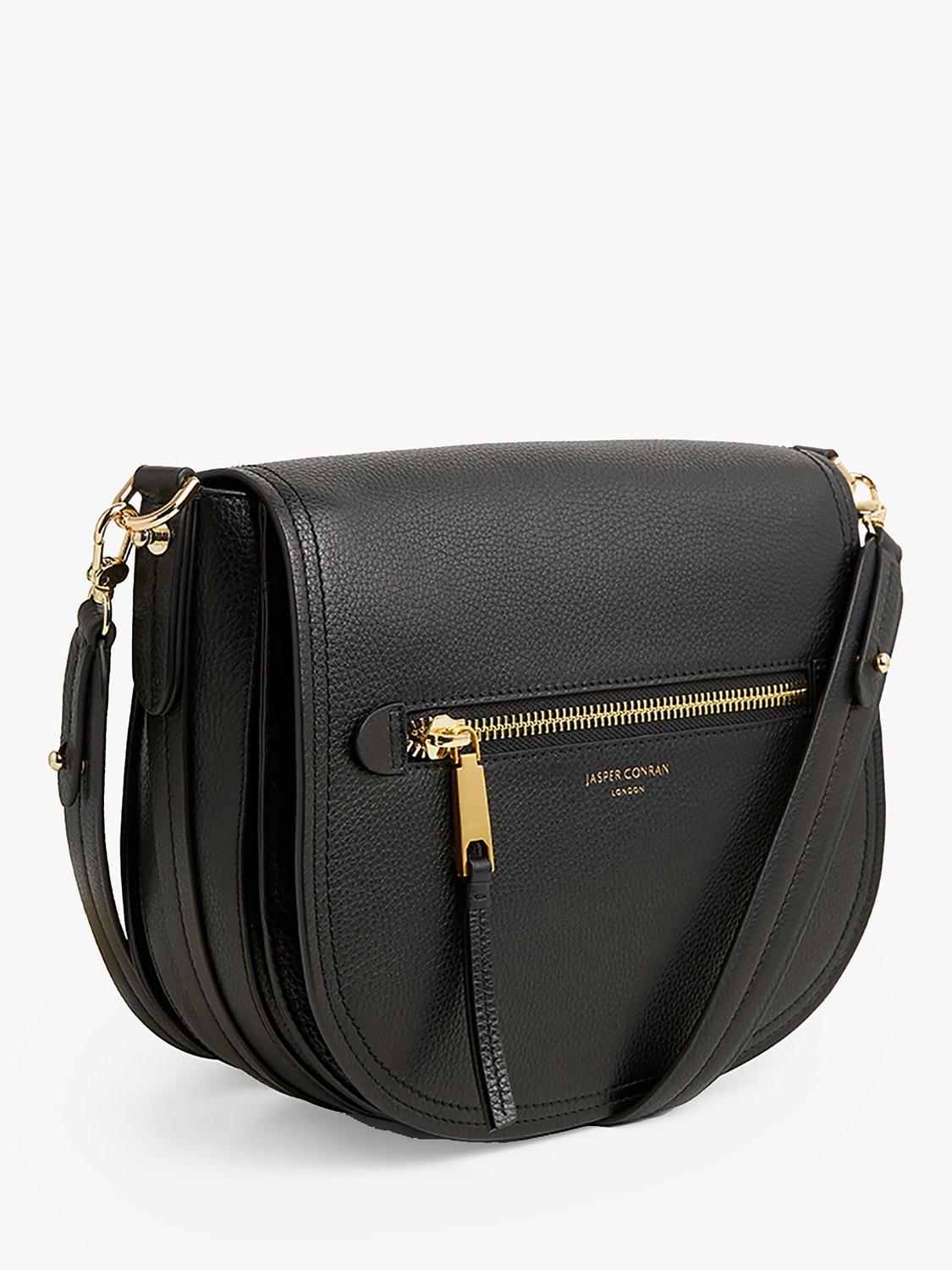 Product image 4 of 5, which shows Jasper Conran London Ada Leather Saddle Bag, Black