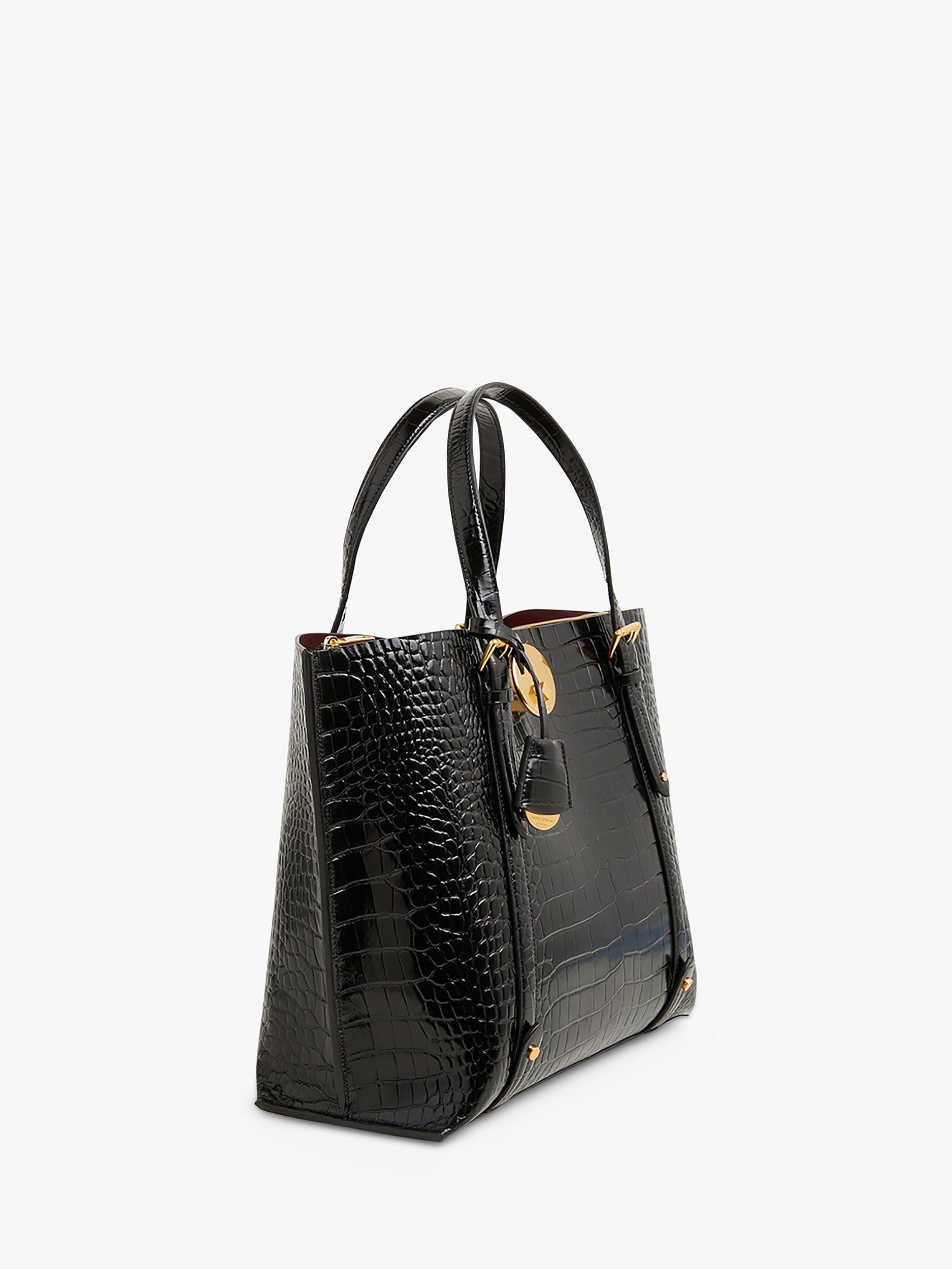 Product image 2 of 5, which shows Jasper Conran London Alexis Croc Leather Grab Tote Bag, Black