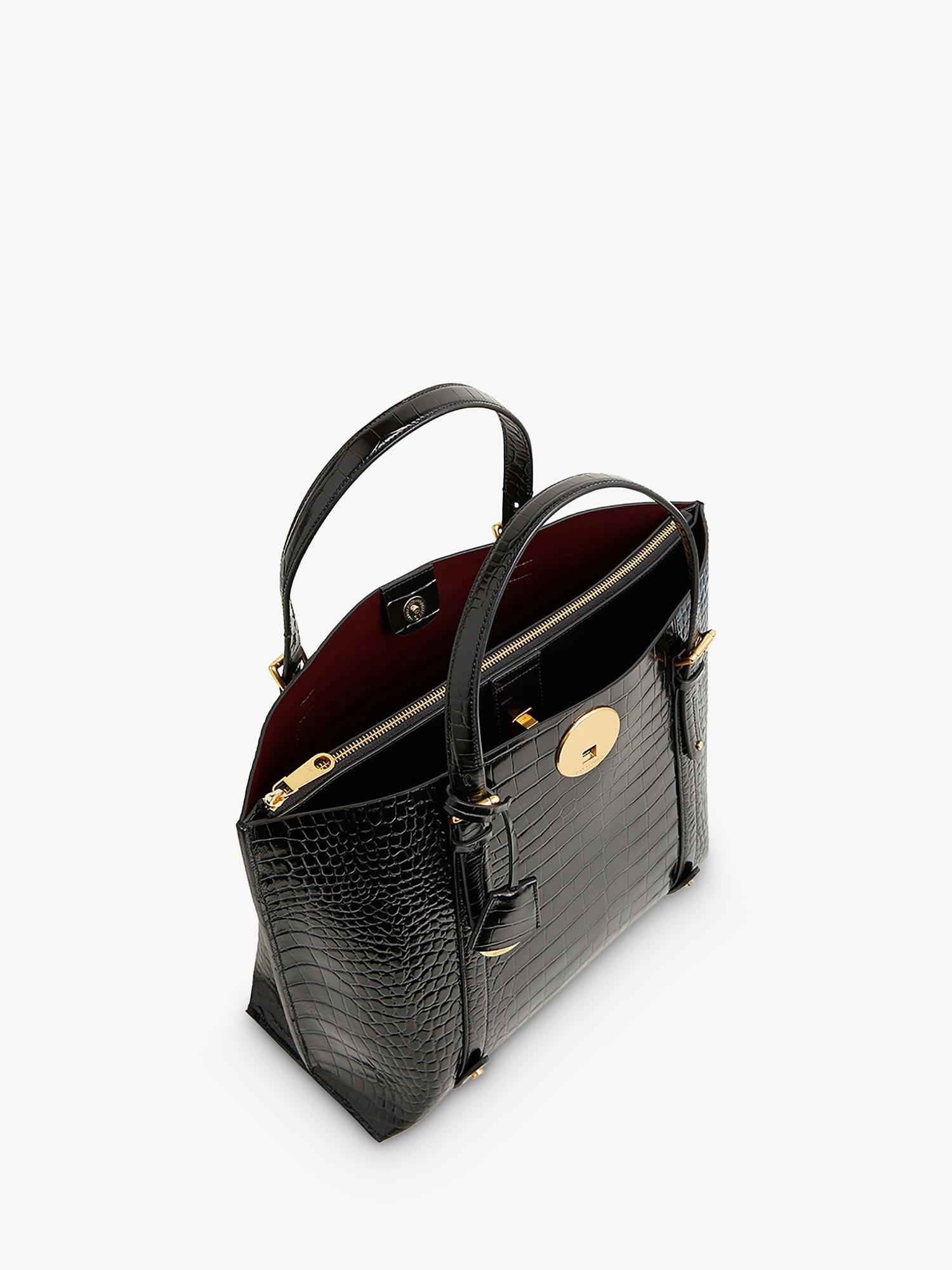 Product image 4 of 5, which shows Jasper Conran London Alexis Croc Leather Grab Tote Bag, Black
