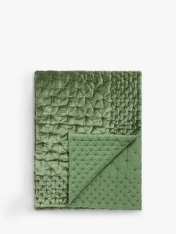 John Lewis Boutique Hotel Velvet Stitch Quilted Bedspread, Green