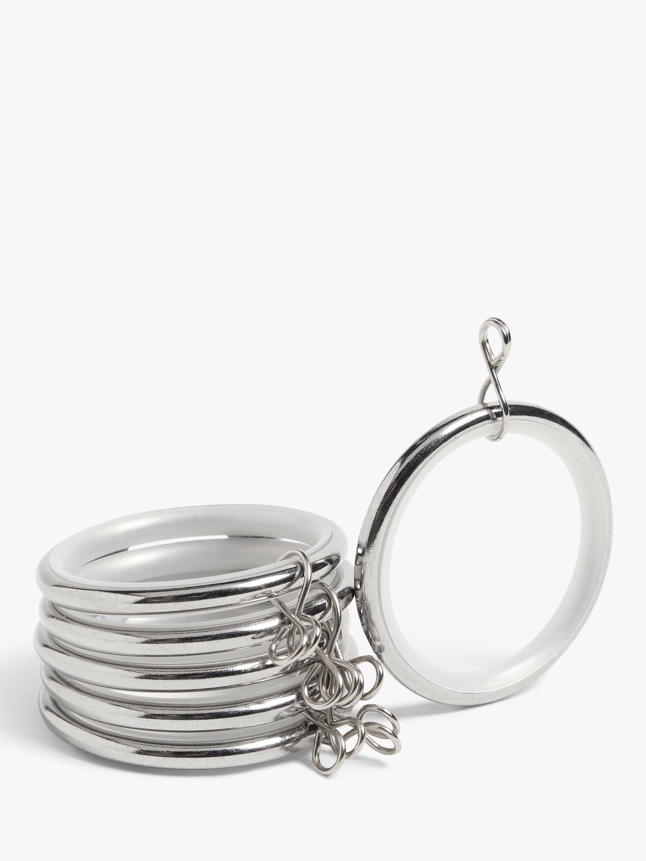John Lewis Dual Function Curtain Pole Rings, Dia.25/28mm, Set of 6, Chrome