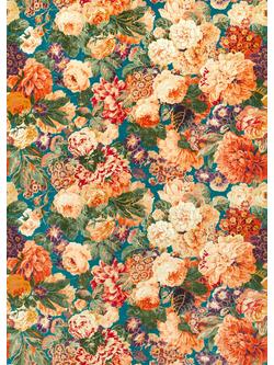 Sanderson Very Rose & Peony Furnishing Fabric, Kingfisher/Rowan