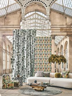 Harlequin Matupi Furnishing Fabric - view 2, Black Earth/Awake