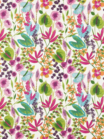 Harlequin Nalina Furnishing Fabric, Flamingo/Papaya/Loganberry