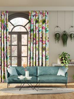 Harlequin Nalina Furnishing Fabric - view 2, Flamingo/Papaya/Loganberry