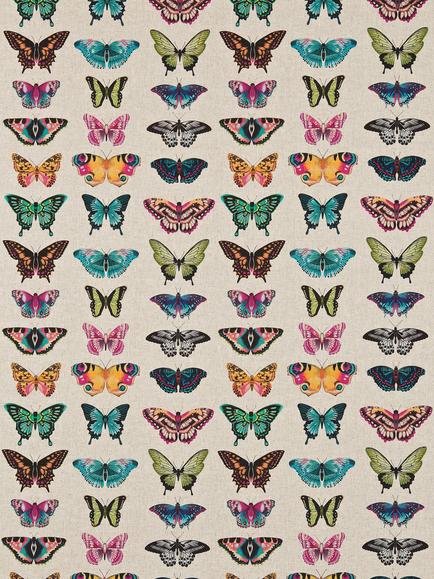 Harlequin Papilio Furnishing Fabric, Flamingo/Papaya/Loganberry