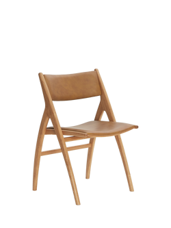 John Lewis X-Ray Leather Dining Chair, Oak/Camel