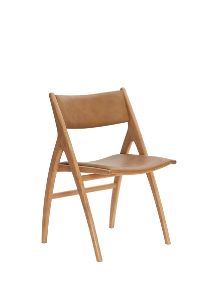 John Lewis X-Ray Leather Dining Chair, Oak/Camel