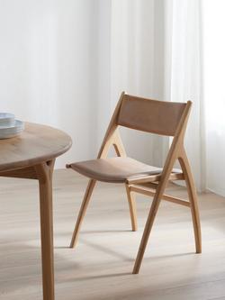 John Lewis X-Ray Leather Dining Chair - view 2, Oak/Camel