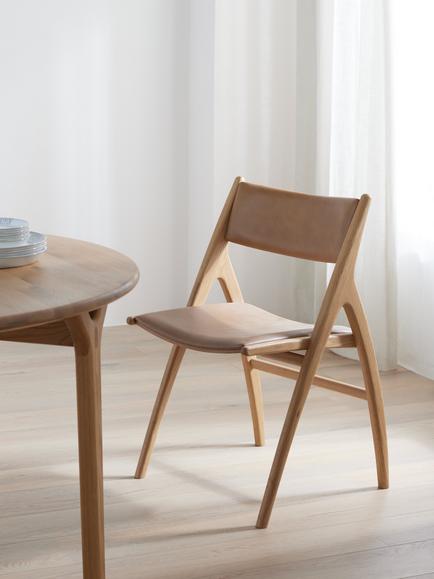 John Lewis X-Ray Leather Dining Chair - view 2, Oak/Camel