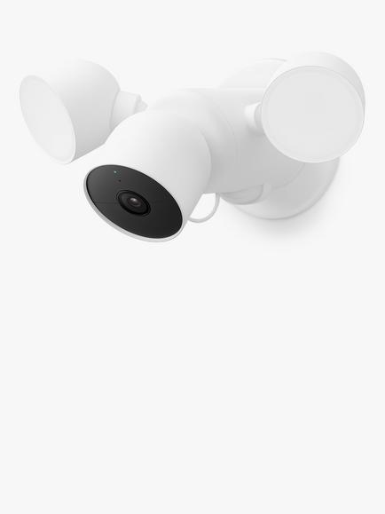 Google Nest Cam with Floodlight Outdoor Security Camera, Wired, White, White