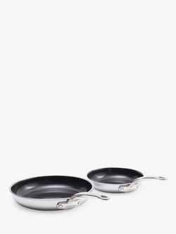GreenPan Premiere 3 Ply Stainless Steel Ceramic Non-Stick Frying Pan Set, 2 Piece, Silver/Black