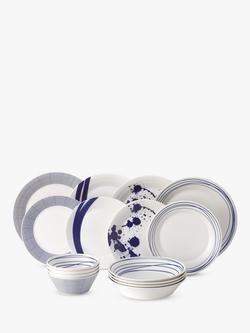 Royal Doulton Pacific Porcelain Dinnerware Set, 16 Piece, Blue, Blue