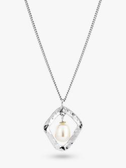 Claudia Bradby Hammered Rhombus Freshwater Pearl Necklace, White