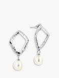 Claudia Bradby Hammered Rhombus Freshwater Pearl Drop Earrings