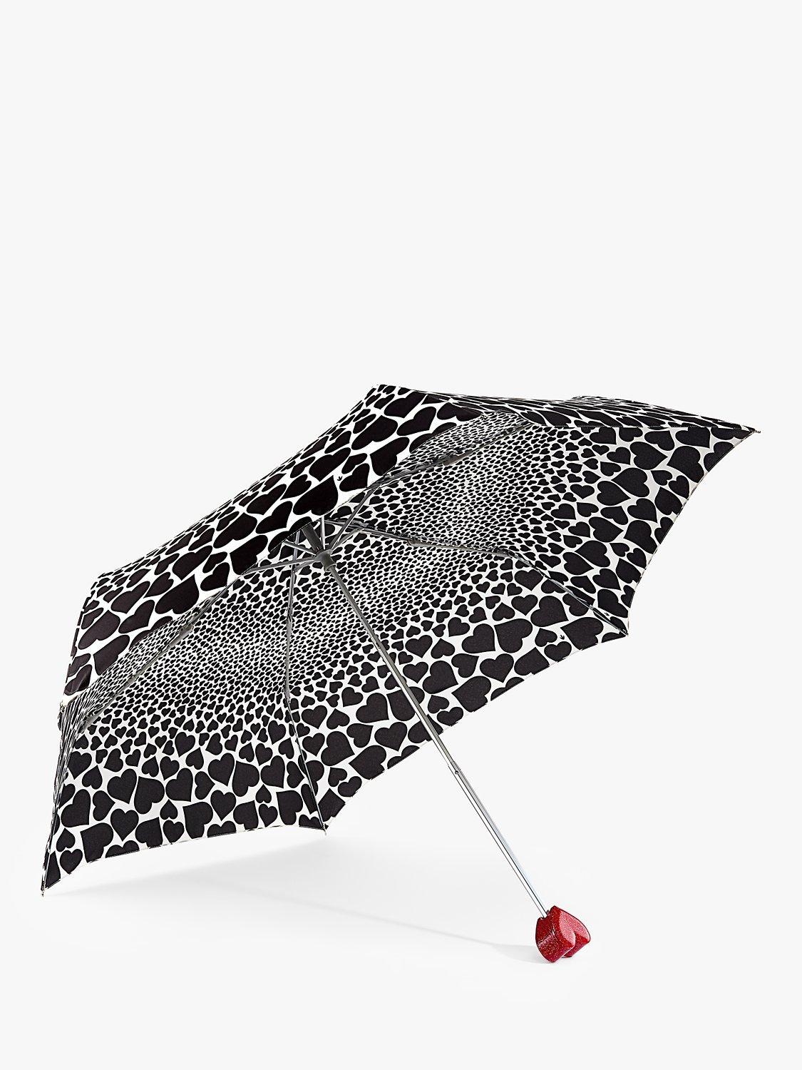 Product image 1 of 2, which shows Fulton L927 Curio-2 UV Falling Hearts Curio Umbrella, Black/White
