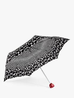 Fulton L927 Curio-2 UV Falling Hearts Curio Umbrella, Black/White, Black/White