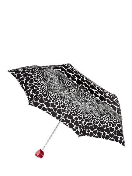 Fulton L927 Curio-2 UV Falling Hearts Curio Umbrella, Black/White, Black/White