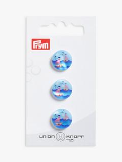 Prym Polyester Boat Buttons, 1.5cm, Pack of 3, Blue