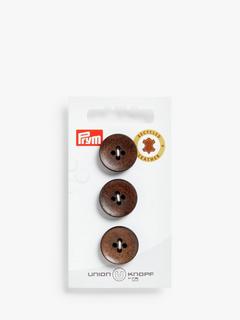 Prym Leather Buttons, 1.8cm, Pack of 3, Brown