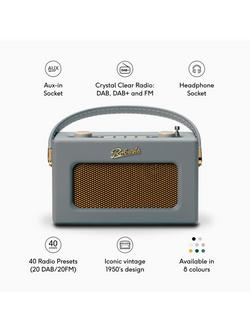 Roberts Revival Uno BT DAB/DAB+/FM Bluetooth Digital Radio with Alarm - view 2, Dove Grey