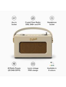 Roberts Revival Uno BT DAB/DAB+/FM Bluetooth Digital Radio with Alarm - view 2, Pastel Cream