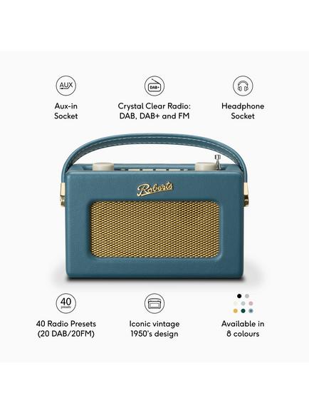 Roberts Revival Uno BT DAB/DAB+/FM Bluetooth Digital Radio with Alarm - view 2, Teal Blue