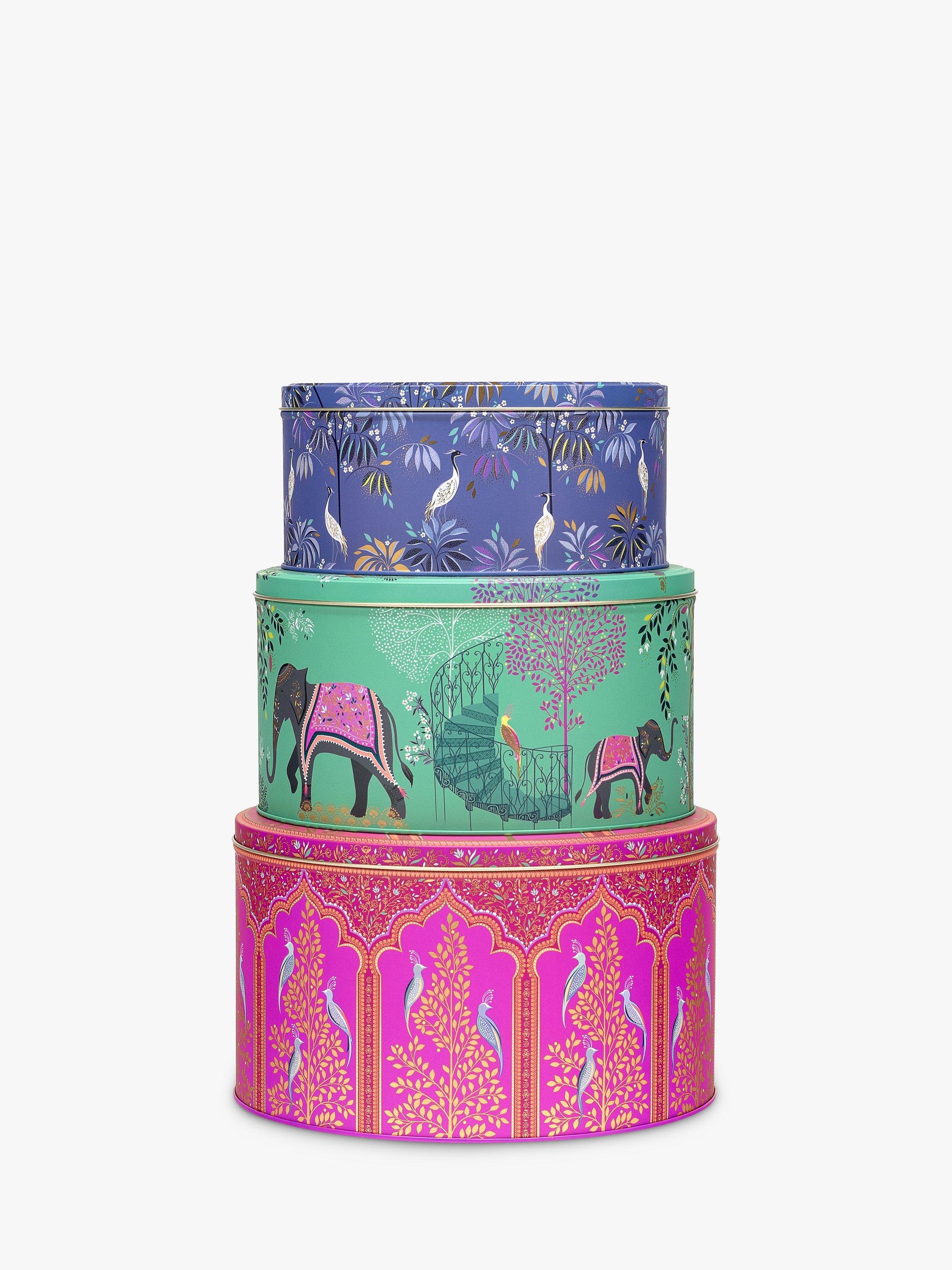 Sara Miller India Print Round Cake Tins, Set of 3, Assorted