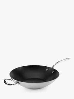 Samuel Groves Tri-Ply Stainless Steel Non-Stick Wok, 32cm, Silver