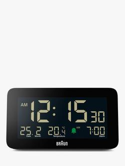 Braun BC10 LCD Digital Alarm Clock, Black, Black