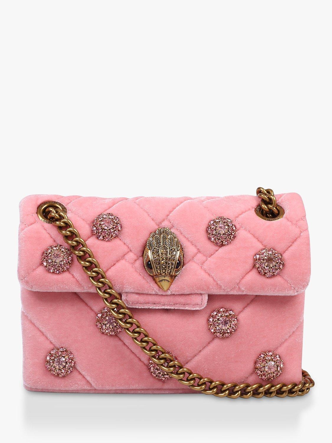 Kurt Geiger London Kensington Gem Embellished Velvet Mini Bag, Light Pink
