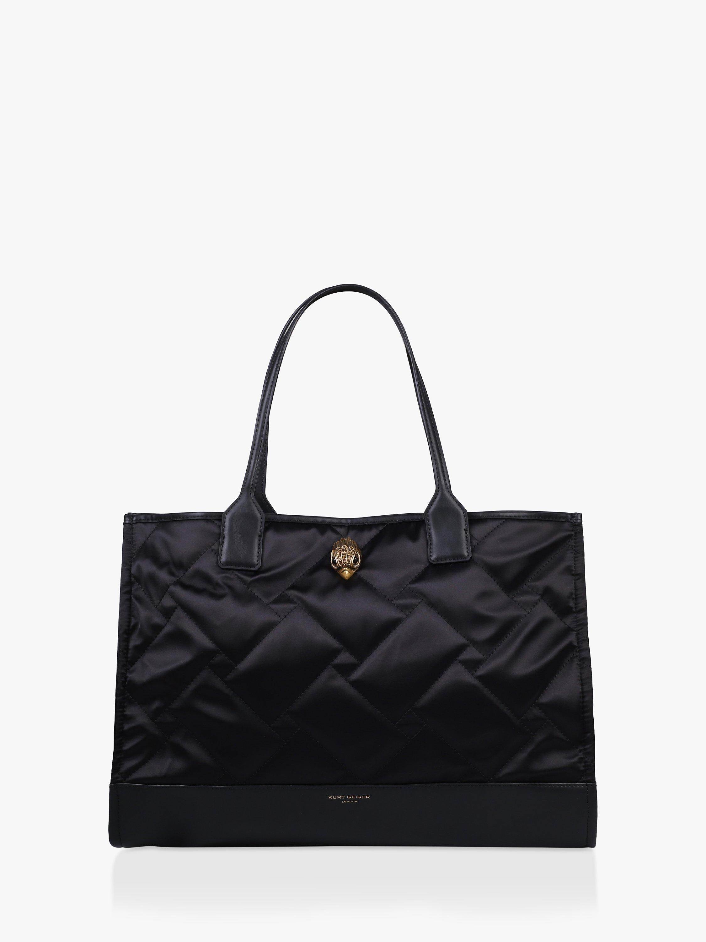 Product image 1 of 3, which shows Kurt Geiger London Satin Quilt Shopper Bag, Black