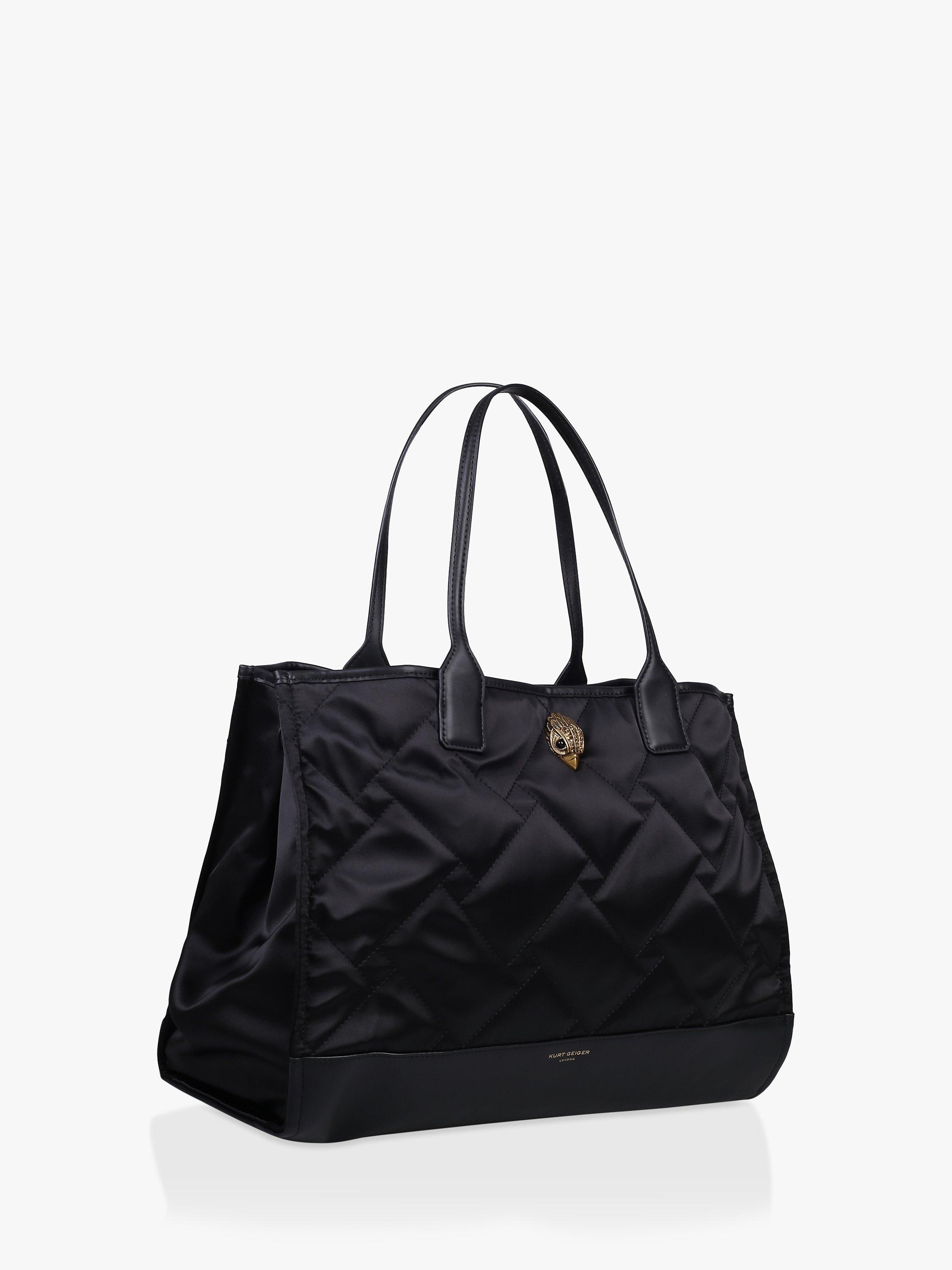 Product image 3 of 3, which shows Kurt Geiger London Satin Quilt Shopper Bag, Black