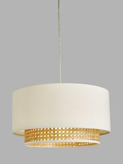 John Lewis Double Layered Rattan Easy-to-Fit Ceiling Shade, Cream/Natural, Cream/Natural