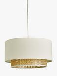 John Lewis Double Layered Rattan Easy-to-Fit Ceiling Shade, Cream/Natural