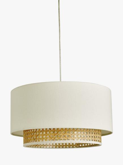 John Lewis Double Layered Rattan Easy-to-Fit Ceiling Shade, Cream/Natural - view 2, Cream/Natural