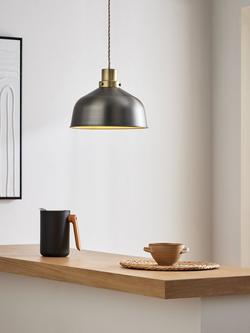 John Lewis Industrial Dome Easy-to-Fit Ceiling Shade - view 2, Antique Pewter