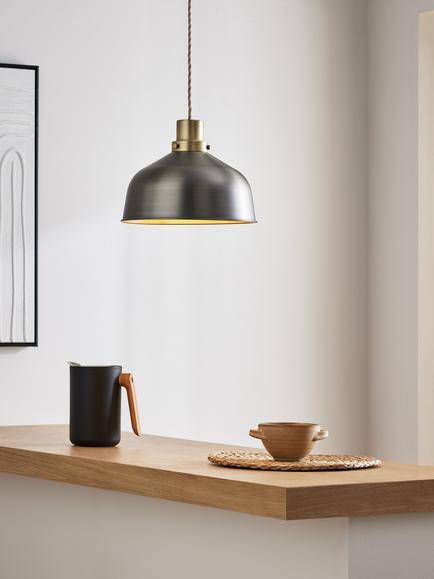 John Lewis Industrial Dome Easy-to-Fit Ceiling Shade - view 2, Antique Pewter