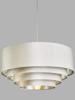 John Lewis Grande Tiered Velvet Easy-to-Fit Ceiling Shade, Grey